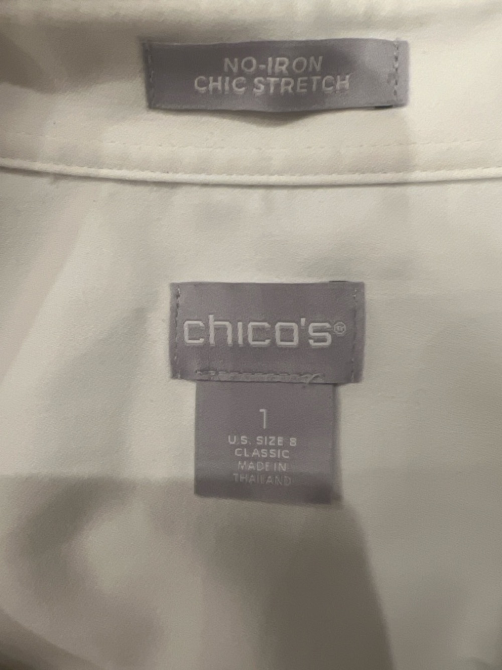 Chico’s No-Iron Chic Stretch White Button-Up Shirt Size 1 - Picture 2 of 4